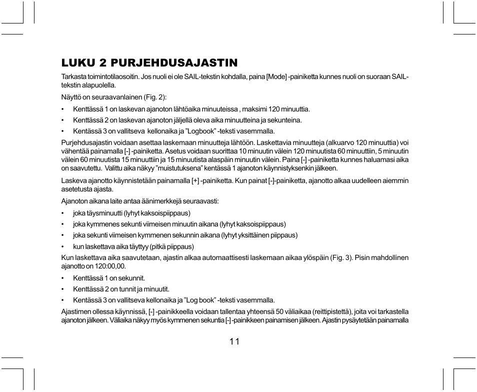 Luku 2 purjehdusajastin | SUUNTO Yachtsman User Manual | Page 215 / 270