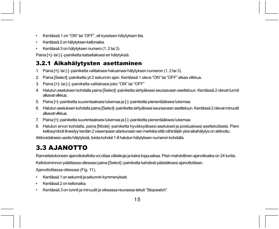 3 ajanotto, 1 aikahälytysten asettaminen | SUUNTO Yachtsman User Manual | Page 219 / 270
