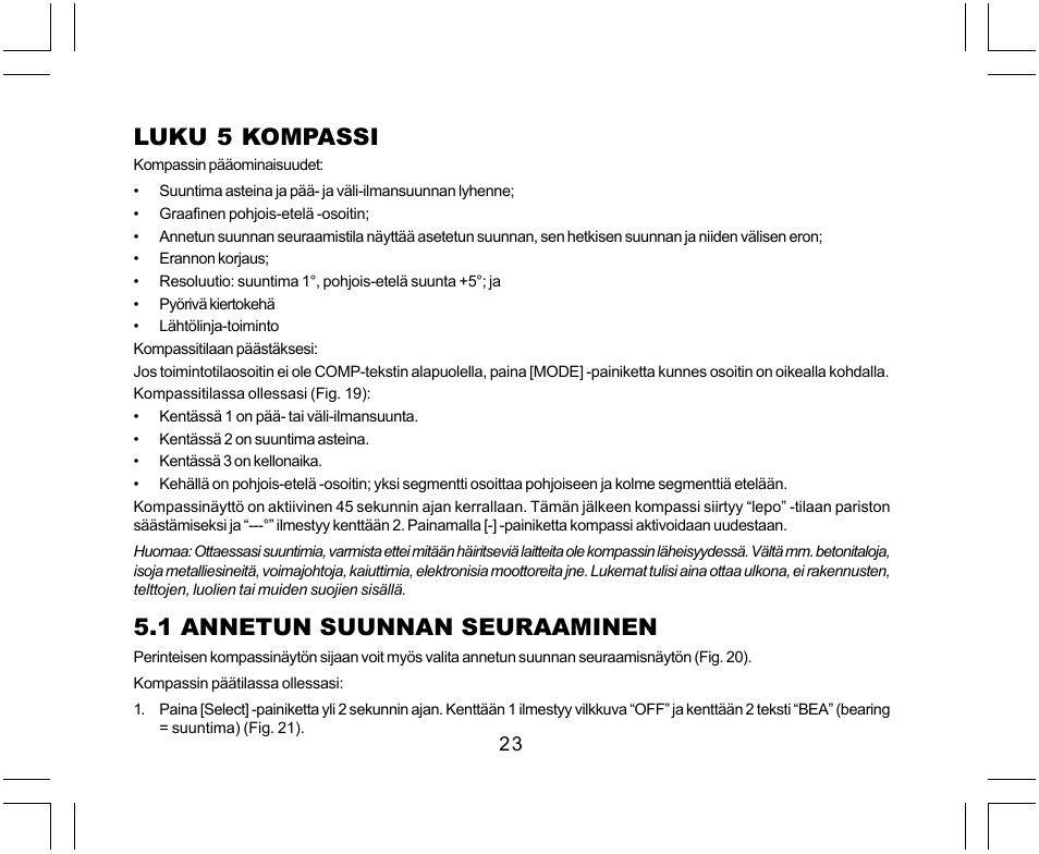 Luku 5 kompassi, 1 annetun suunnan seuraaminen | SUUNTO Yachtsman User Manual | Page 227 / 270