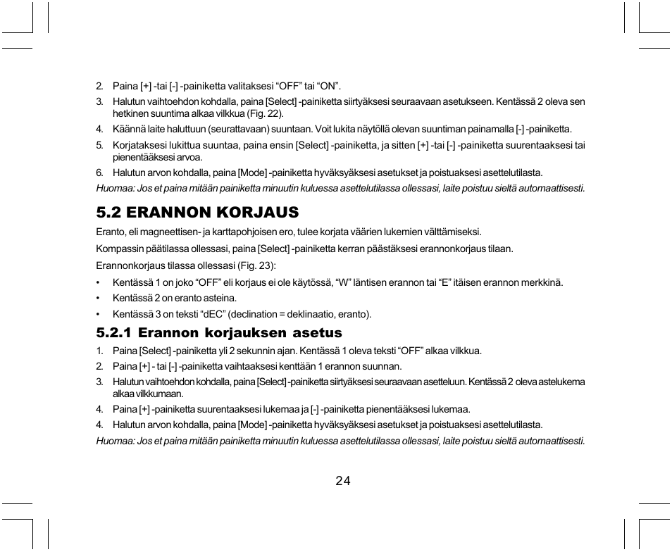 2 erannon korjaus, 1 erannon korjauksen asetus | SUUNTO Yachtsman User Manual | Page 228 / 270