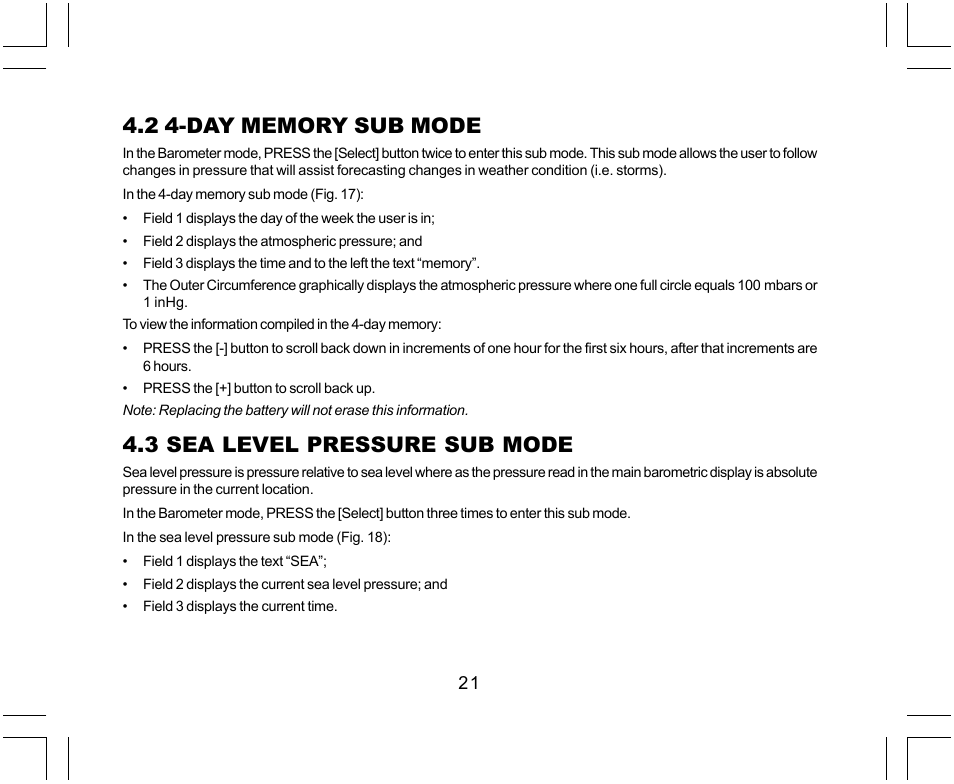 3 sea level pressure sub mode | SUUNTO Yachtsman User Manual | Page 23 / 270