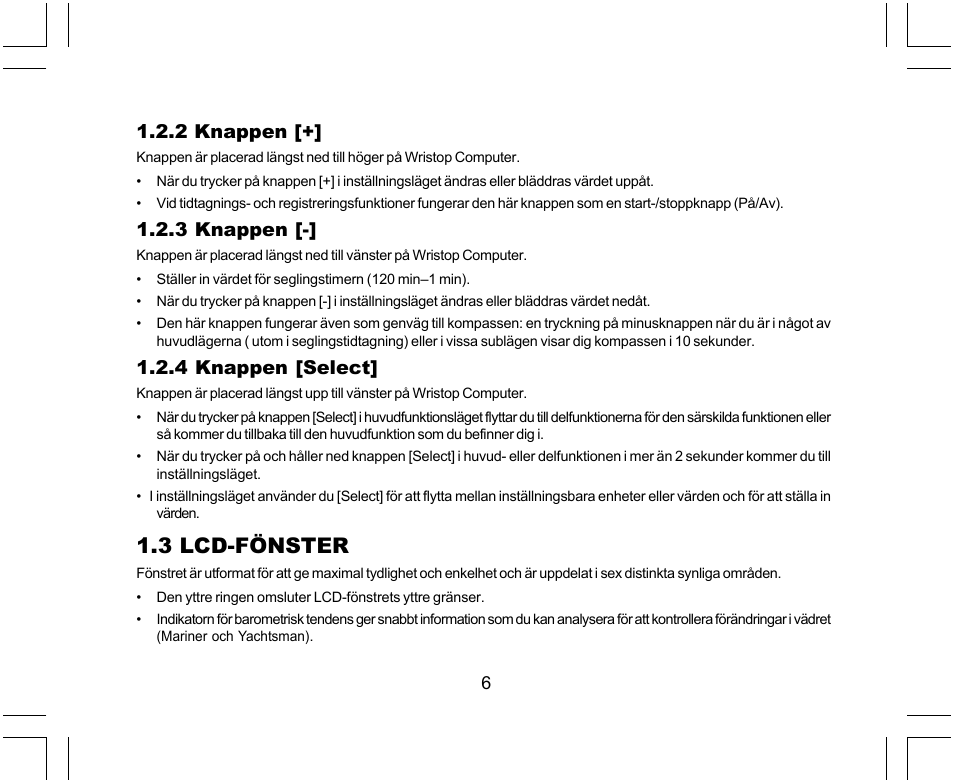 3 lcd-fönster, 2 knappen, 3 knappen | 4 knappen [select | SUUNTO Yachtsman User Manual | Page 242 / 270