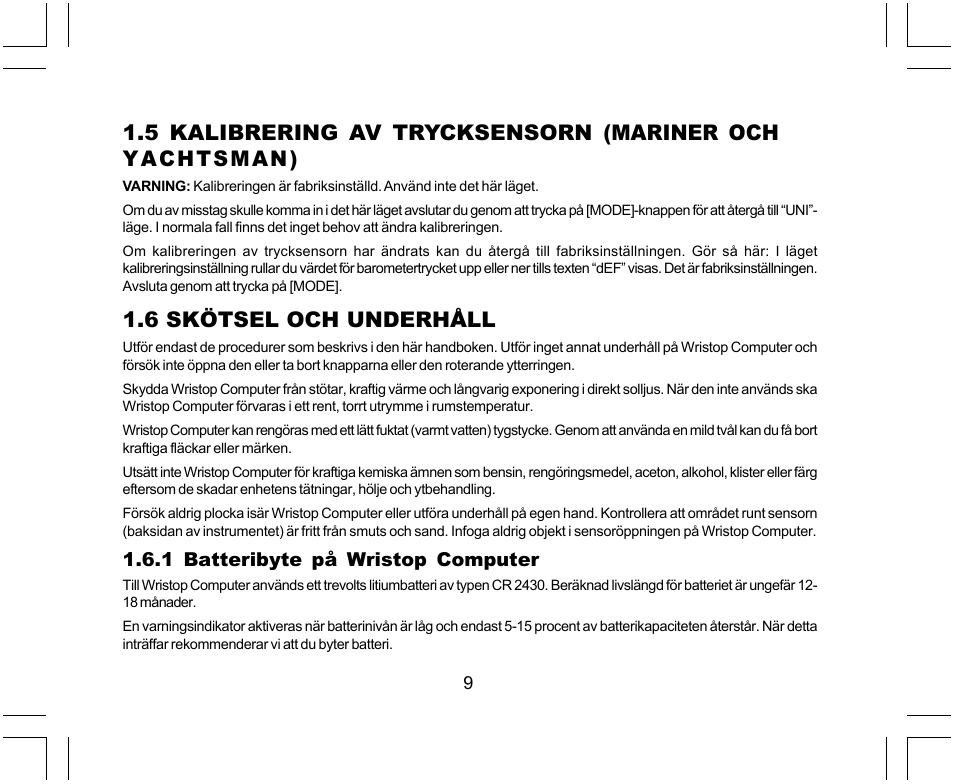 6 skötsel och underhåll | SUUNTO Yachtsman User Manual | Page 245 / 270