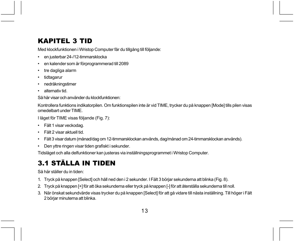 Kapitel 3 tid, 1 ställa in tiden | SUUNTO Yachtsman User Manual | Page 249 / 270