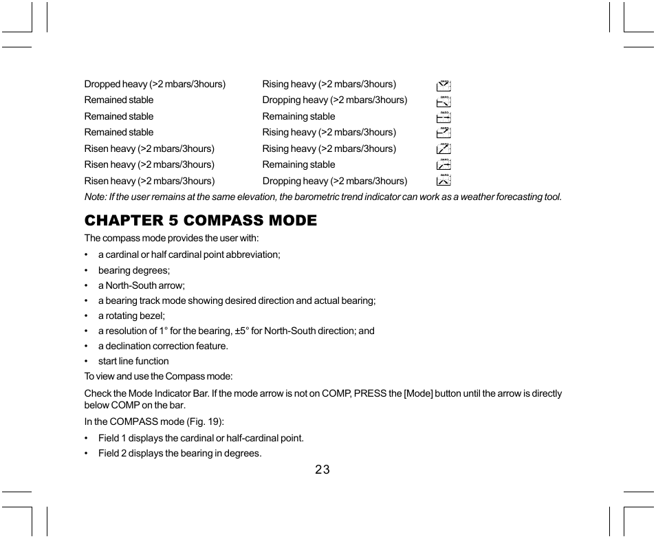 Chapter 5 compass mode | SUUNTO Yachtsman User Manual | Page 25 / 270