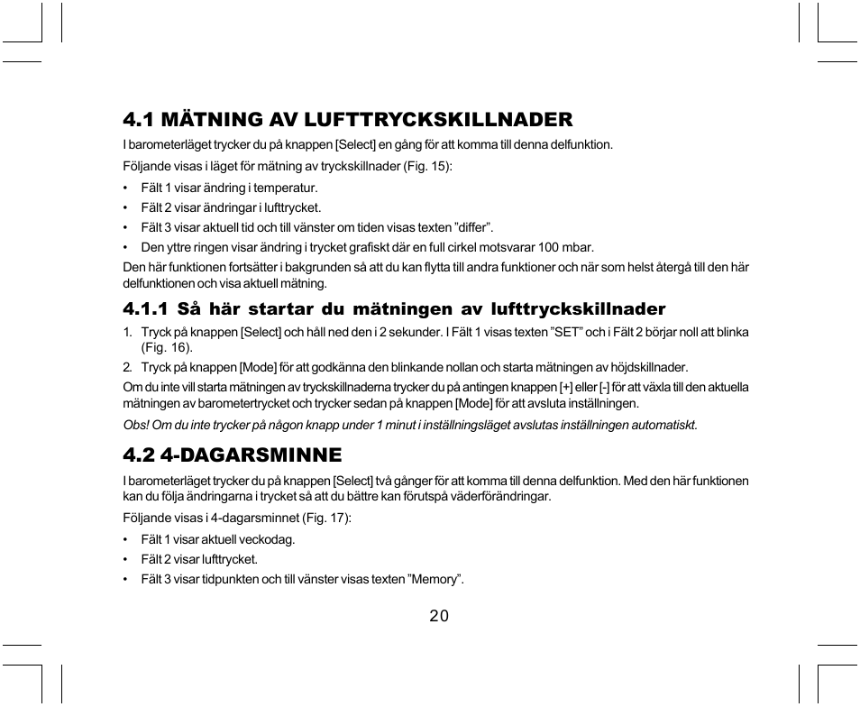 1 mätning av lufttryckskillnader, 2 4-dagarsminne | SUUNTO Yachtsman User Manual | Page 256 / 270