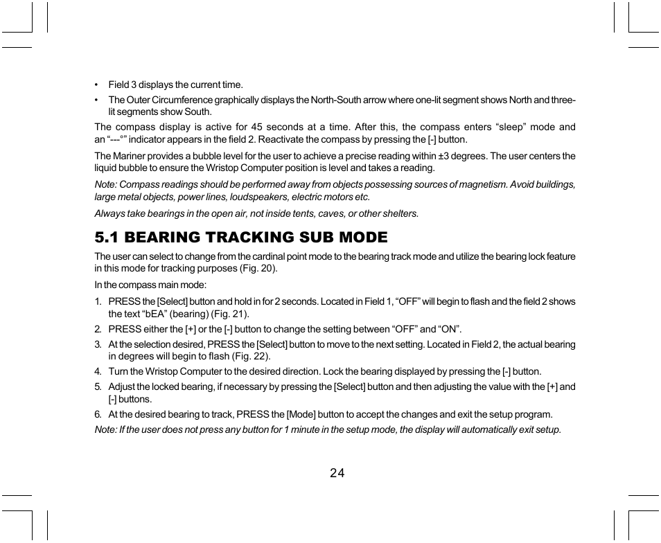 1 bearing tracking sub mode | SUUNTO Yachtsman User Manual | Page 26 / 270