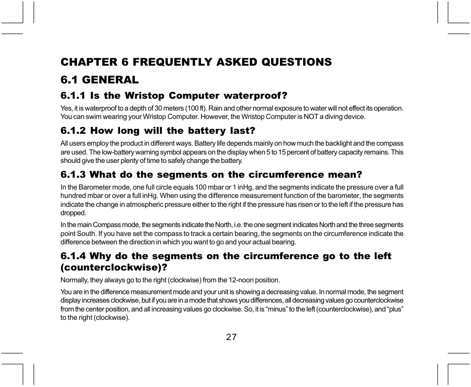 Chapter 6 frequently asked questions 6.1 general | SUUNTO Yachtsman User Manual | Page 29 / 270