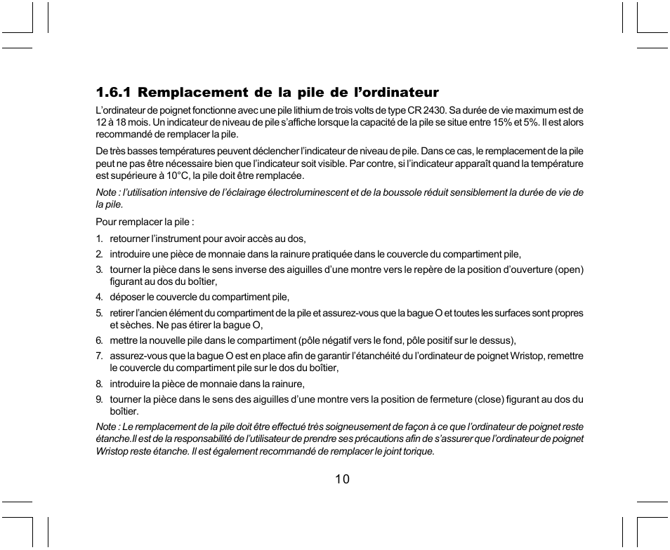 1 remplacement de la pile de l’ordinateur | SUUNTO Yachtsman User Manual | Page 44 / 270