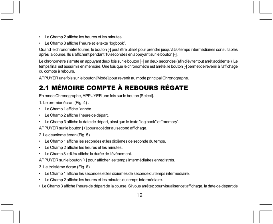 1 mémoire compte à rebours régate | SUUNTO Yachtsman User Manual | Page 46 / 270