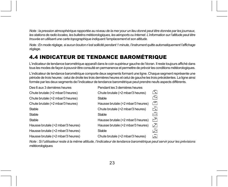 4 indicateur de tendance barométrique | SUUNTO Yachtsman User Manual | Page 57 / 270