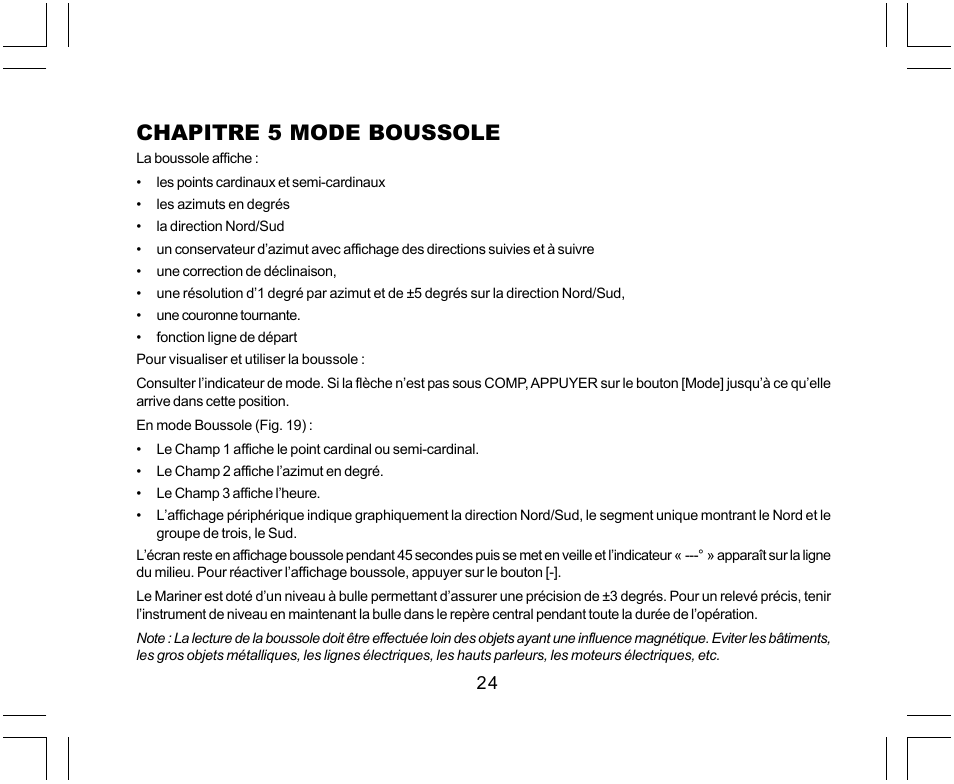 Chapitre 5 mode boussole | SUUNTO Yachtsman User Manual | Page 58 / 270