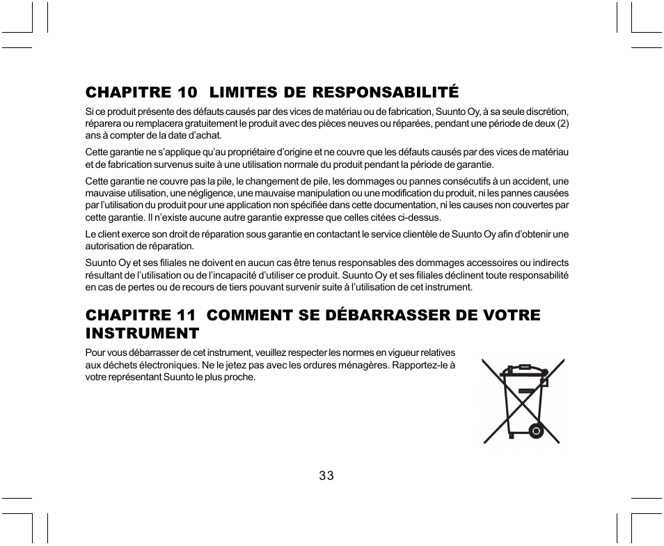 Chapitre 10 limites de responsabilité | SUUNTO Yachtsman User Manual | Page 67 / 270
