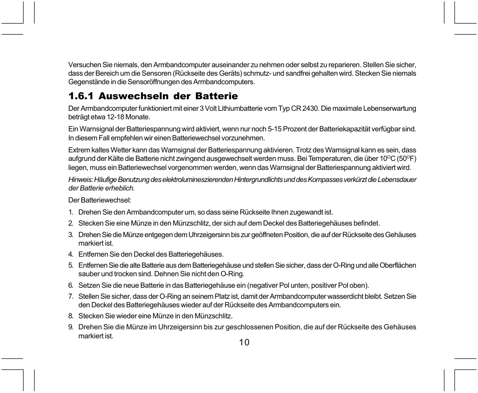 1 auswechseln der batterie | SUUNTO Yachtsman User Manual | Page 78 / 270