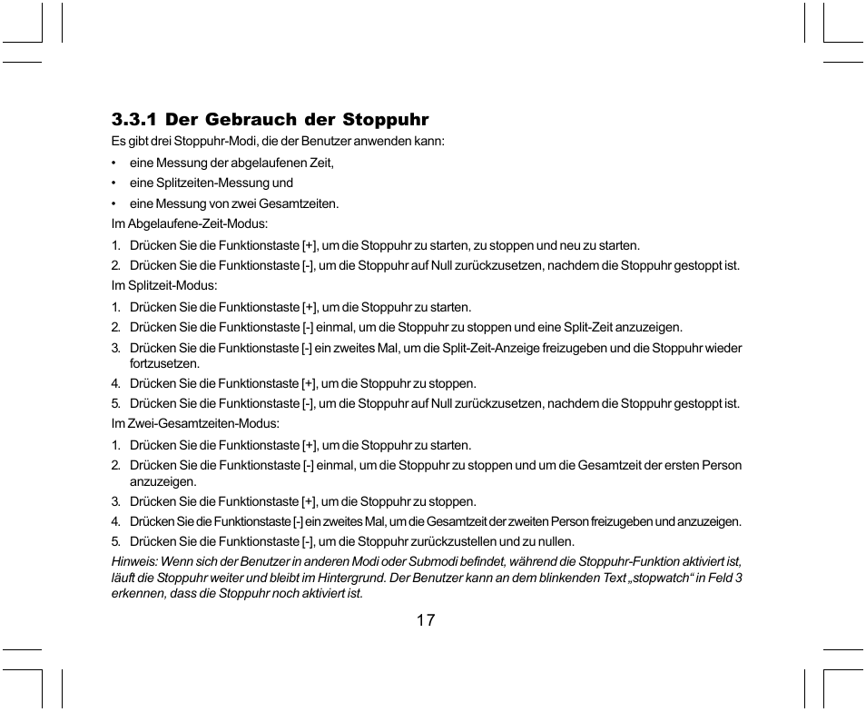 1 der gebrauch der stoppuhr | SUUNTO Yachtsman User Manual | Page 85 / 270