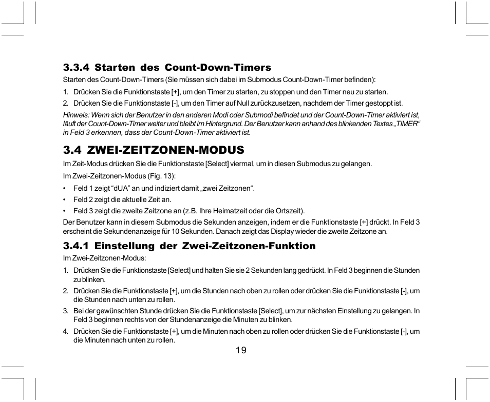 4 zwei-zeitzonen-modus, 4 starten des count-down-timers, 1 einstellung der zwei-zeitzonen-funktion | SUUNTO Yachtsman User Manual | Page 87 / 270