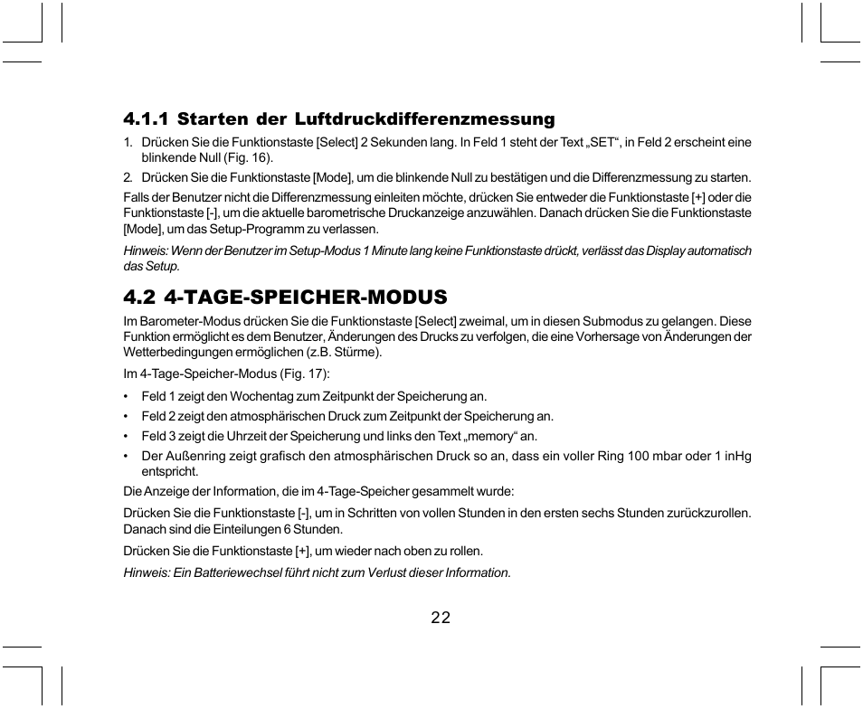 2 4-tage-speicher-modus, 1 starten der luftdruckdifferenzmessung | SUUNTO Yachtsman User Manual | Page 90 / 270