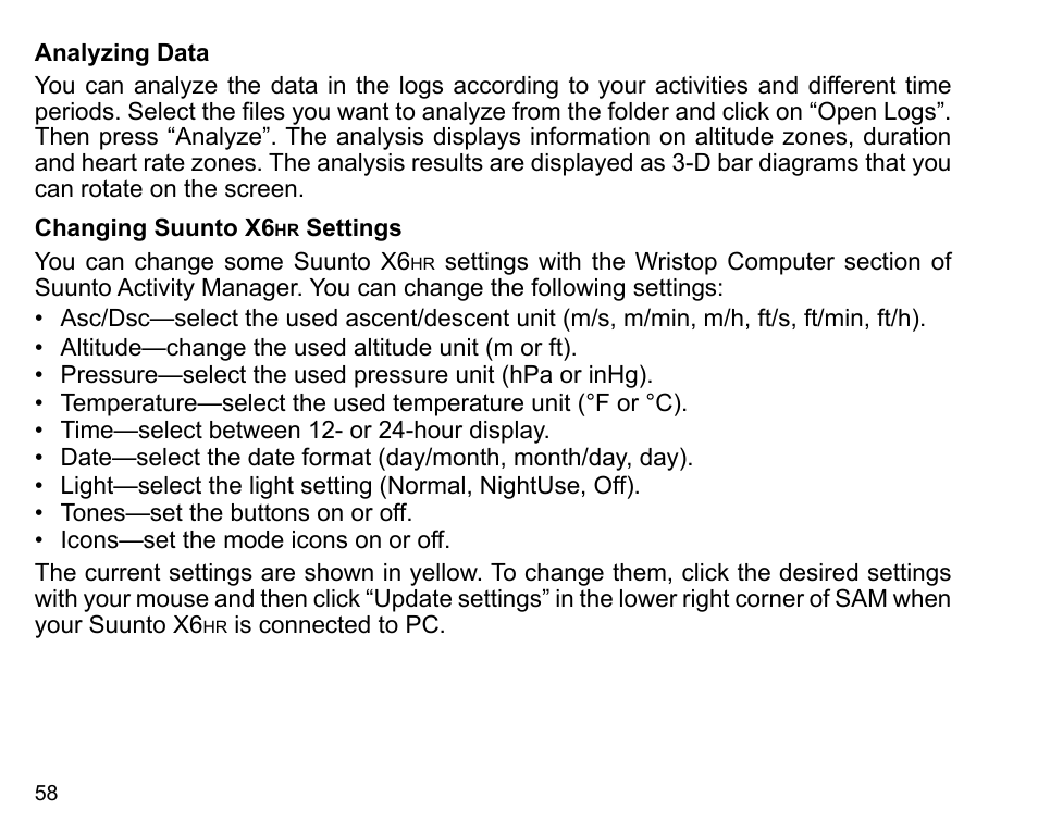 SUUNTO X6HR User Manual | Page 60 / 69