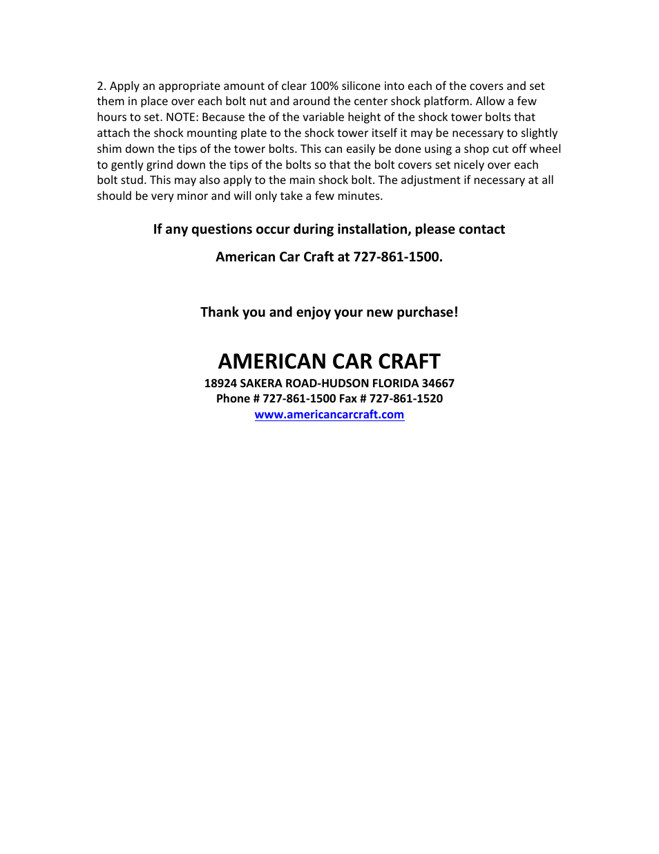 American car craft | American Car Craft Chrysler 300 _ Dodge Charger_Magnum 3.5_5.7_6.1L Shock Tower Cap Set 8Pc Chrome 2005-2010 User Manual | Page 2 / 2