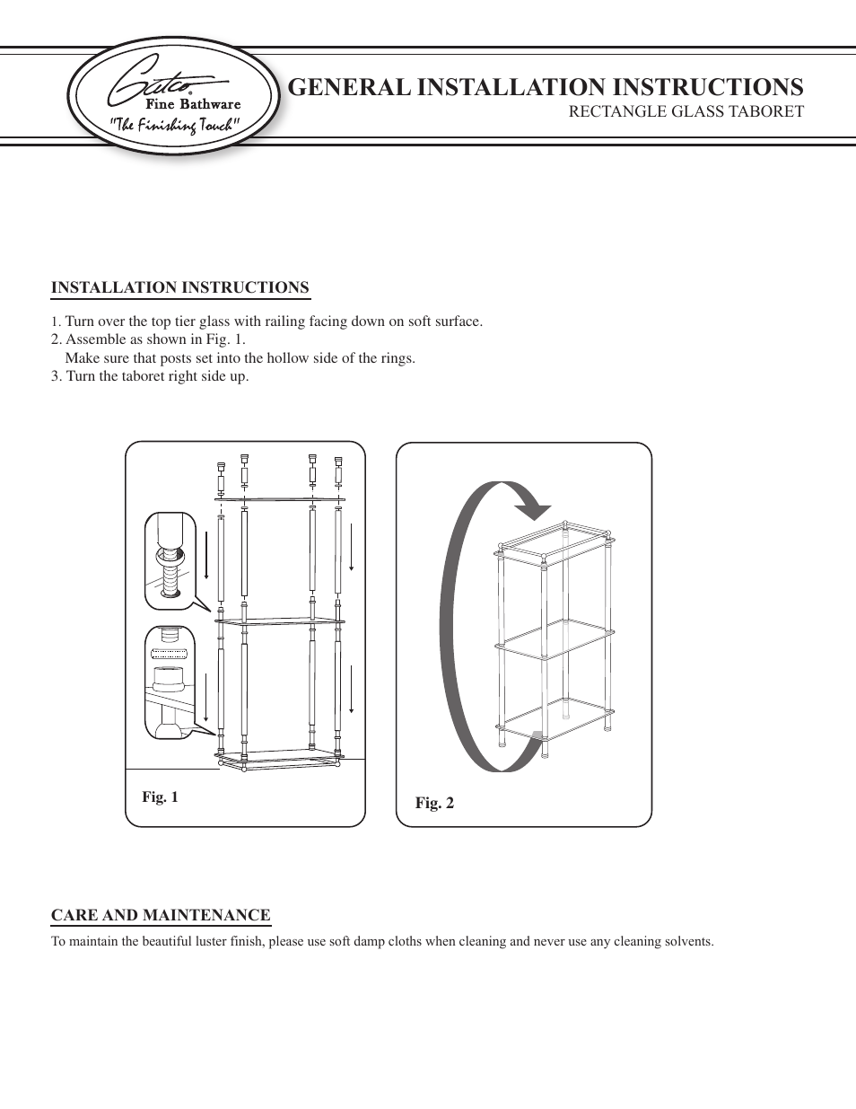 Gatco 1580-Rectangle Taboret in Chrome User Manual | 1 page
