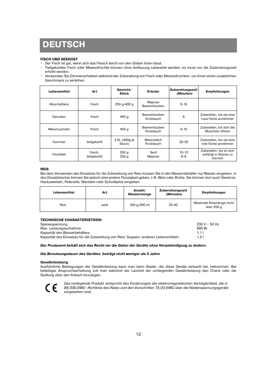 Deutsch | Vitek VT-1551 B User Manual | Page 12 / 68
