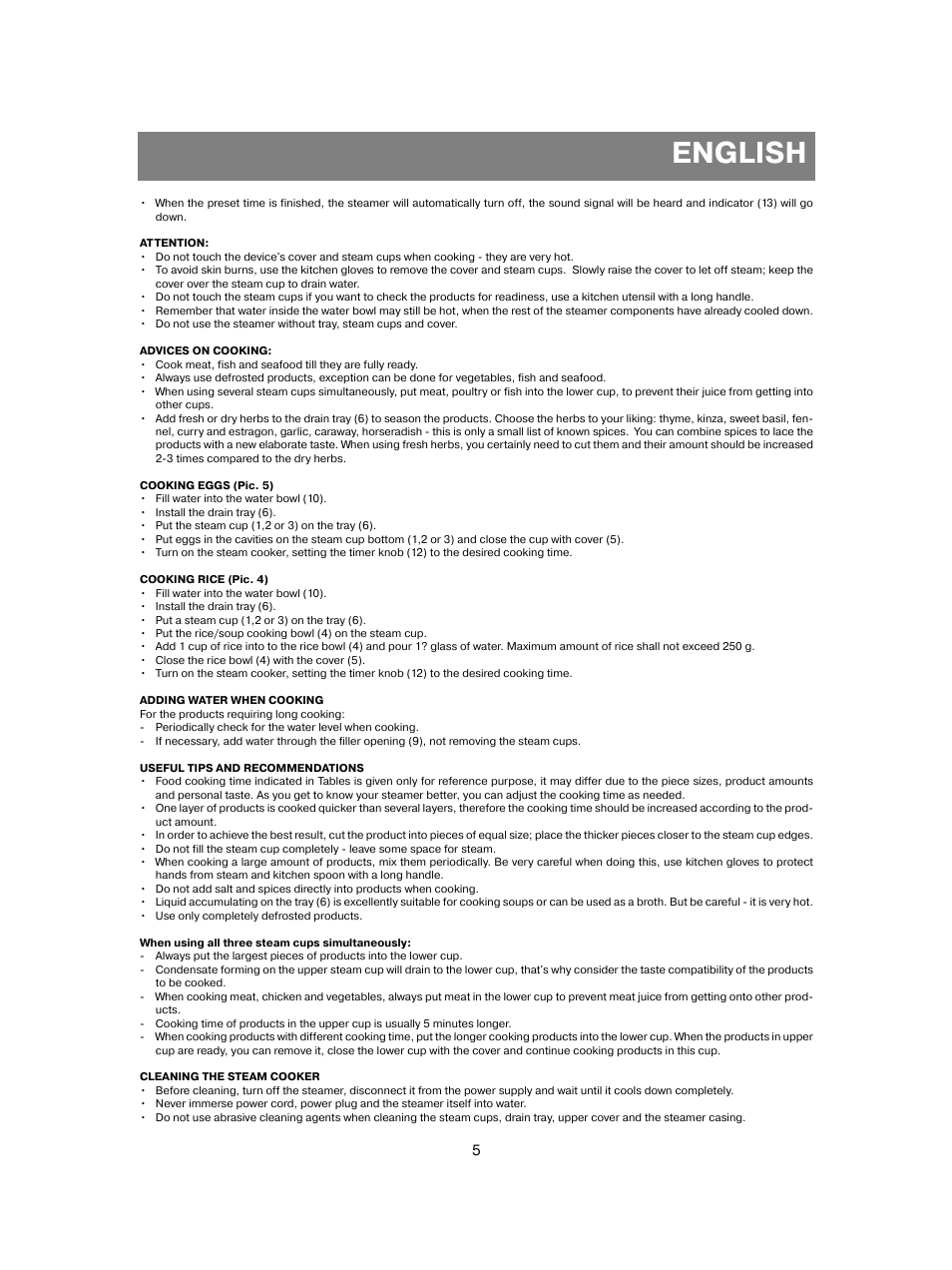 English | Vitek VT-1551 B User Manual | Page 5 / 68