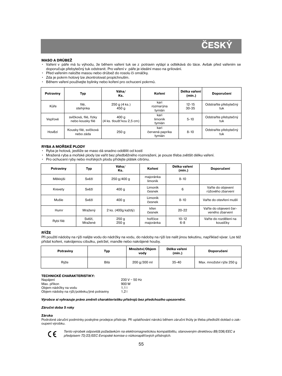 Český | Vitek VT-1551 B User Manual | Page 55 / 68