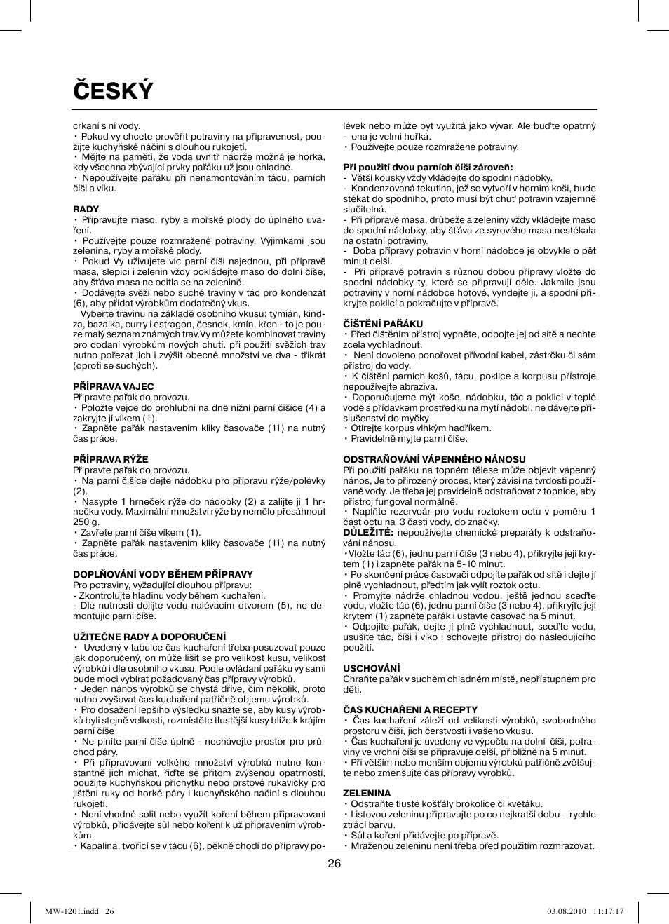 Český | MAXWELL MW-1201 W User Manual | Page 26 / 44