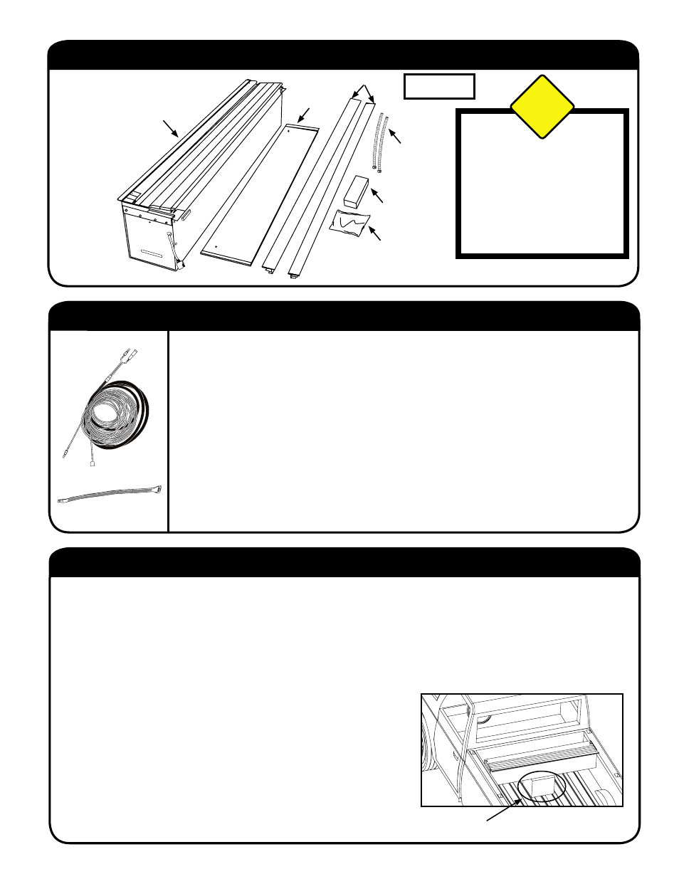 Step 2: install wiring harness, Step 3: place canister in truck bed, Packaging contents | Caution | Pace-Edwards BL Toyota Tacoma SB & Double Cab XSB User Manual | Page 3 / 8