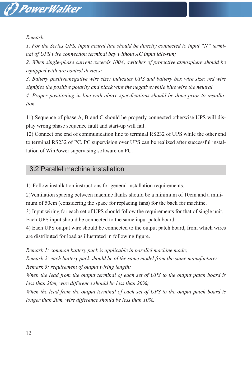 2 parallel machine installation | PowerWalker VFI 20000TP 3_3 BX User Manual | Page 18 / 36