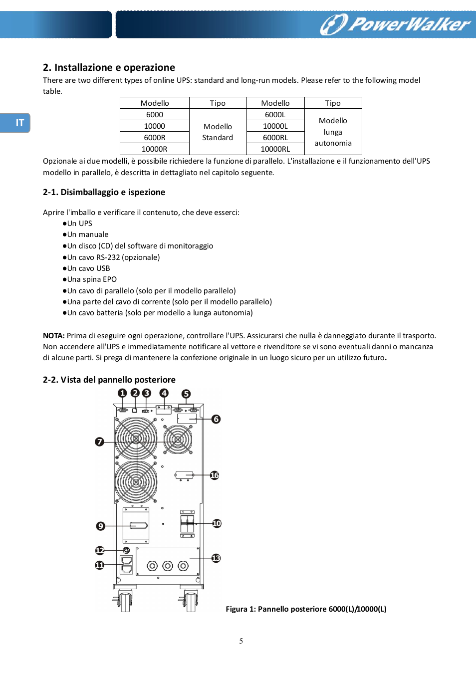 Installazione e operazione | PowerWalker Battery Pack for VFI 10000R LCD User Manual | Page 66 / 90