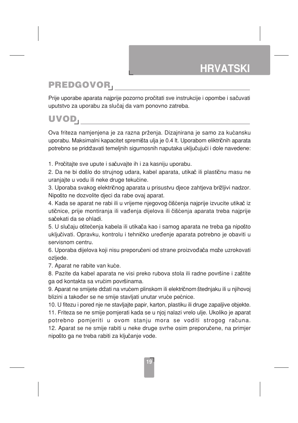 Hrvatski, Predgovor, Uvod | SINBO SDF 3817 User Manual | Page 20 / 44