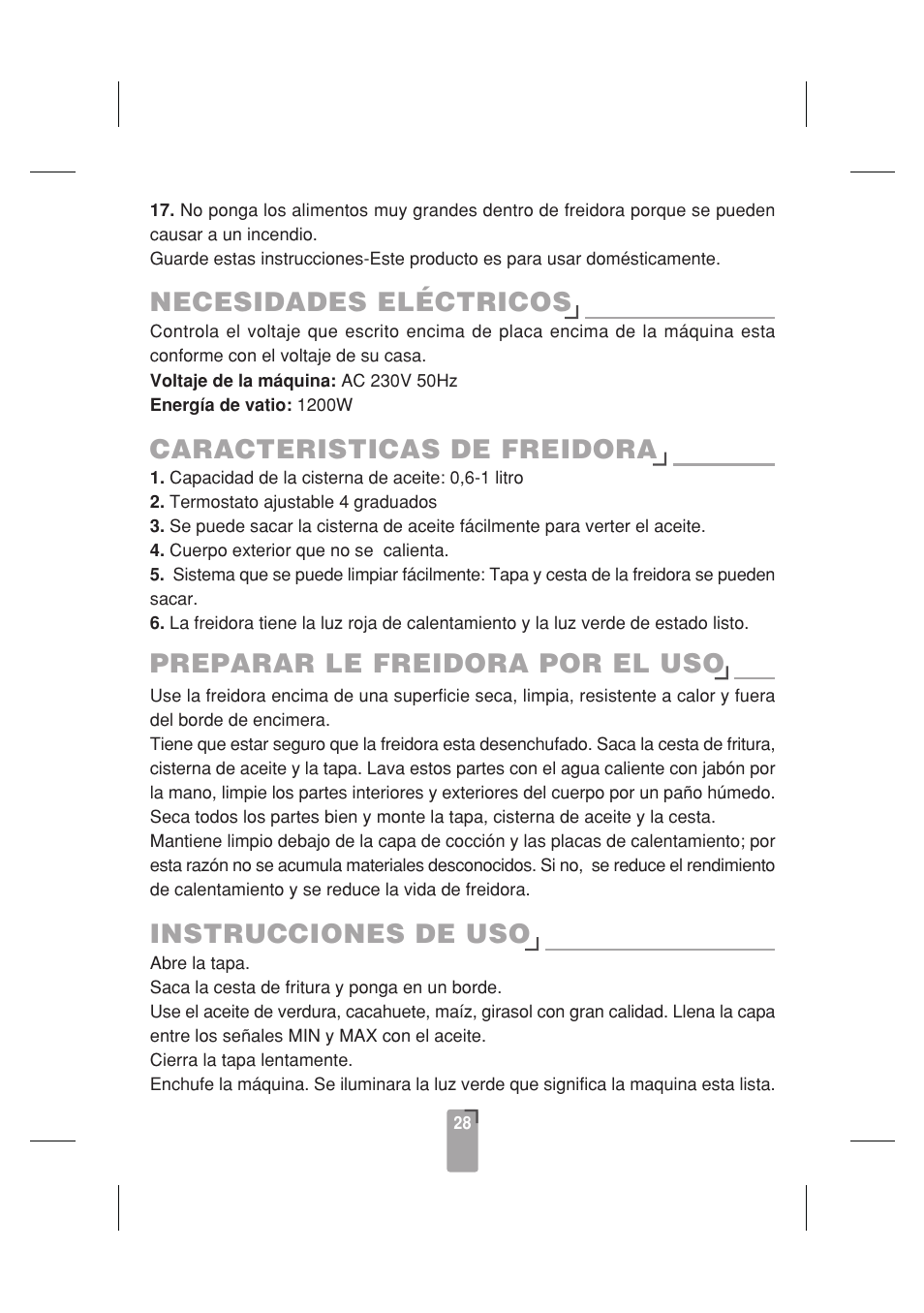 Instrucciones de uso | SINBO SDF 3817 User Manual | Page 29 / 44