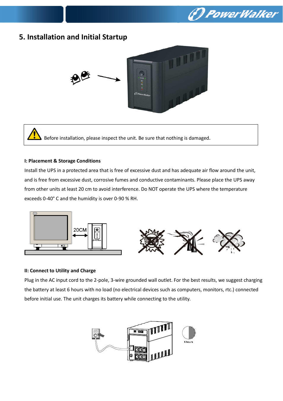 Installation and initial startup | PowerWalker VI 650 IEC User Manual | Page 6 / 10