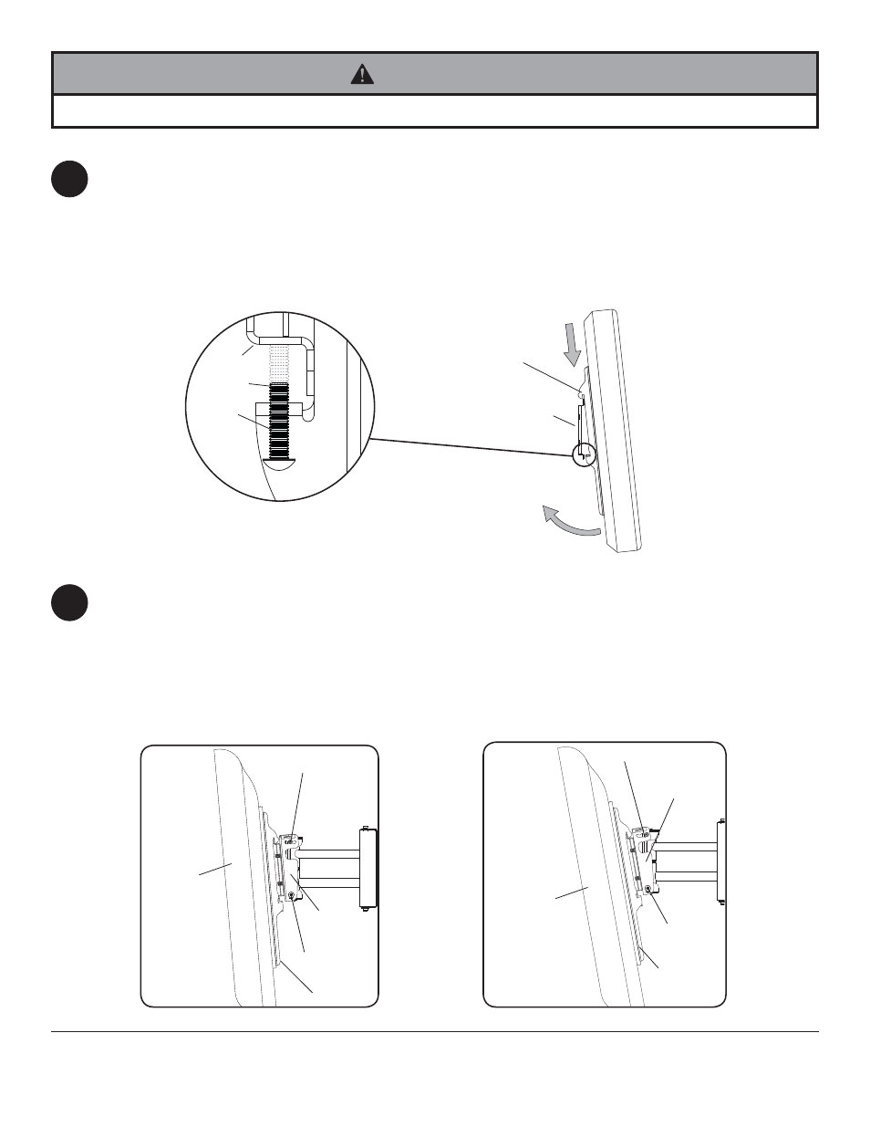 Warning, Mounting and removing flat panel display, Detail 1 | Peerless-AV CM850 - Installation User Manual | Page 14 / 48