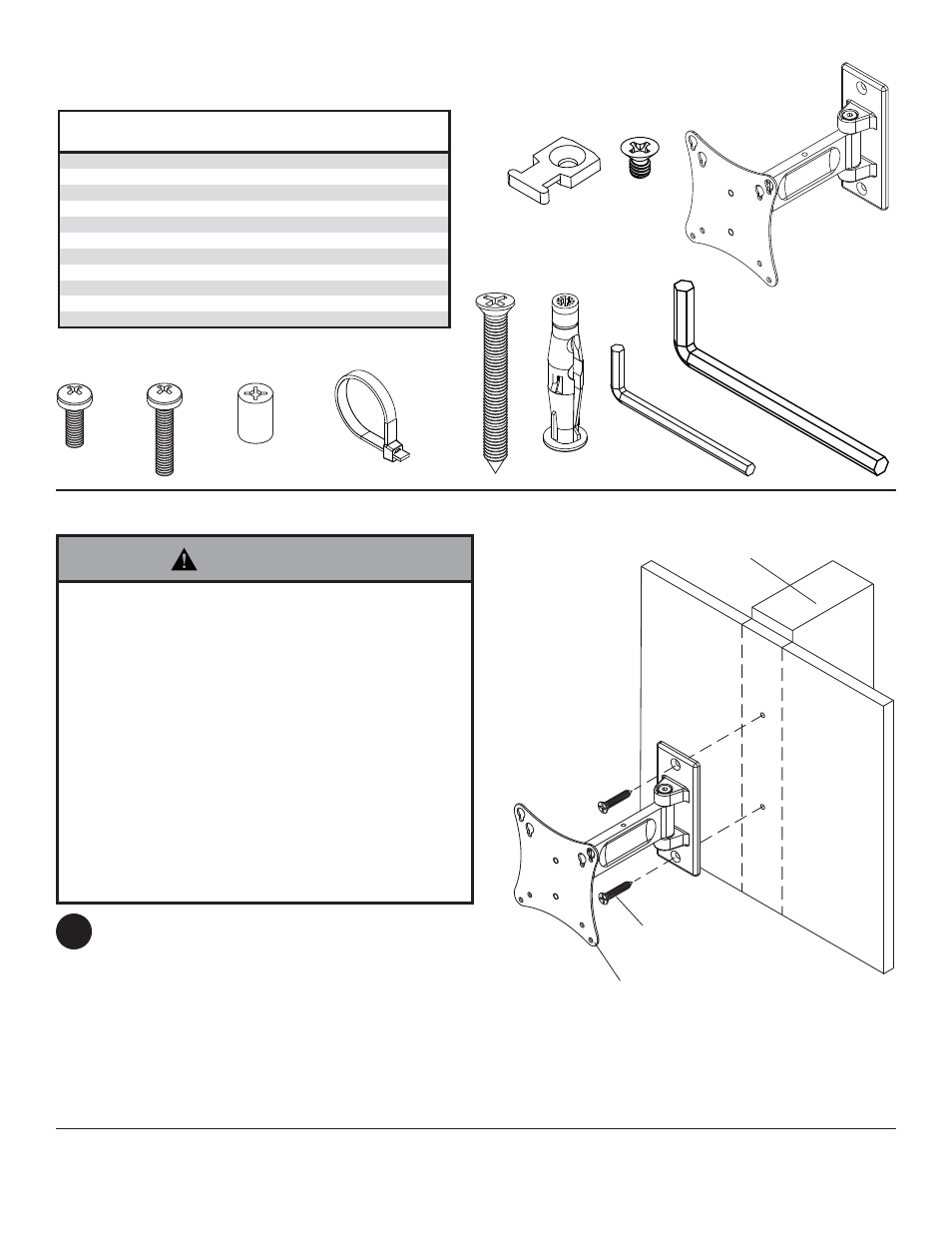 Warning, Caa b g a, Ei installation to wood stud wall | Peerless-AV PP730-S - Installation User Manual | Page 3 / 20