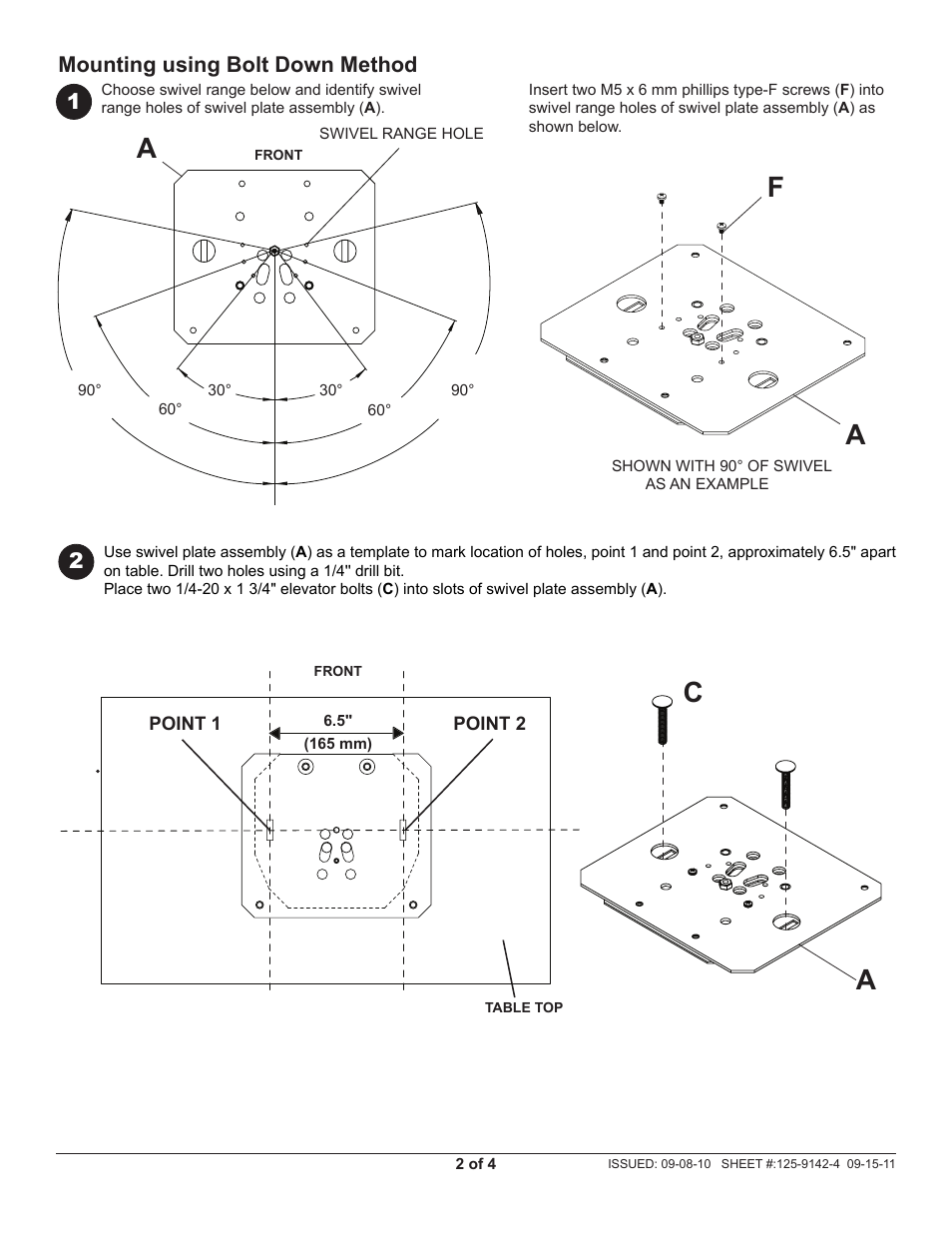 Mounting using bolt down method | Peerless-AV HLG442-SB2848-SH-Q10 - Installation User Manual | Page 2 / 4