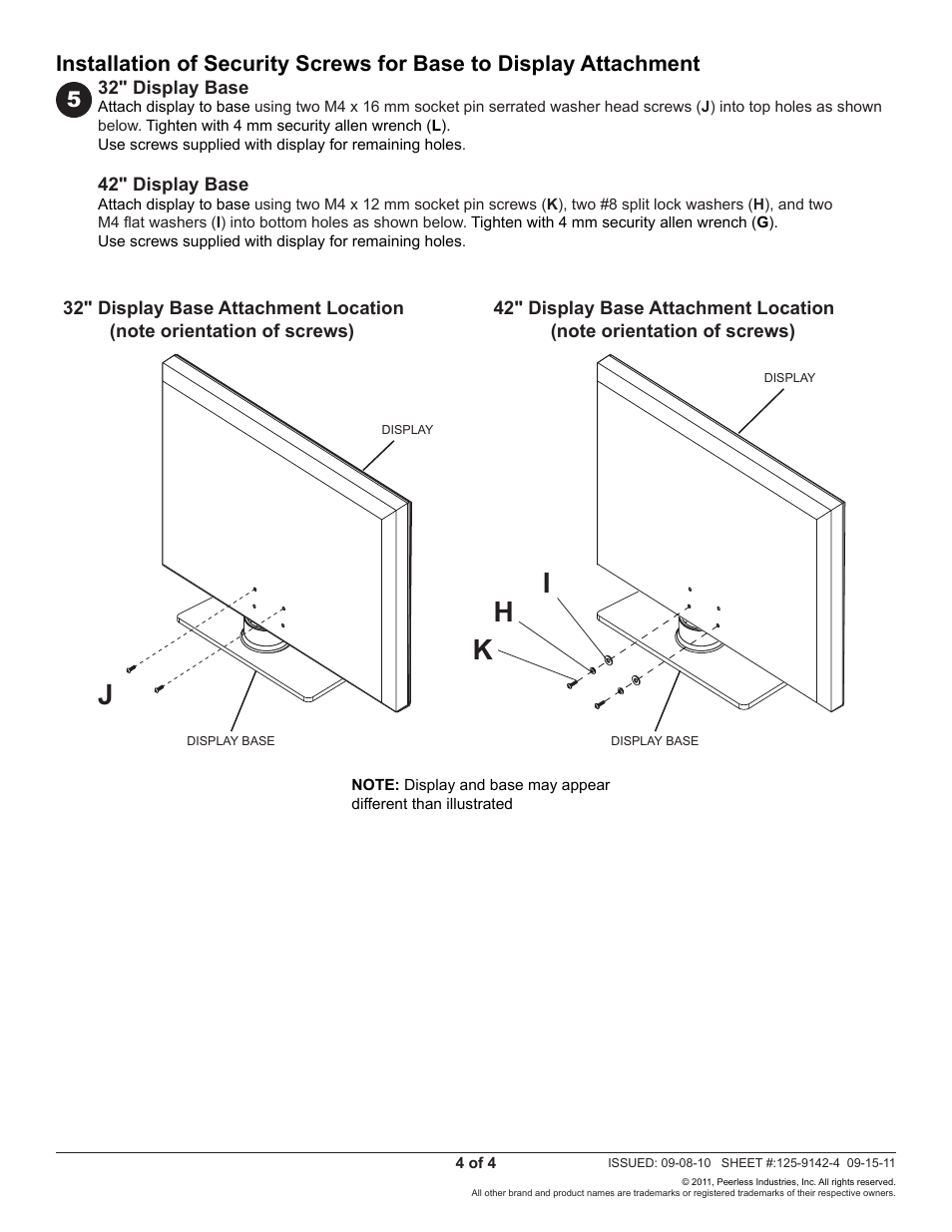 Peerless-AV HLG442-SB2848-SH-Q10 - Installation User Manual | Page 4 / 4