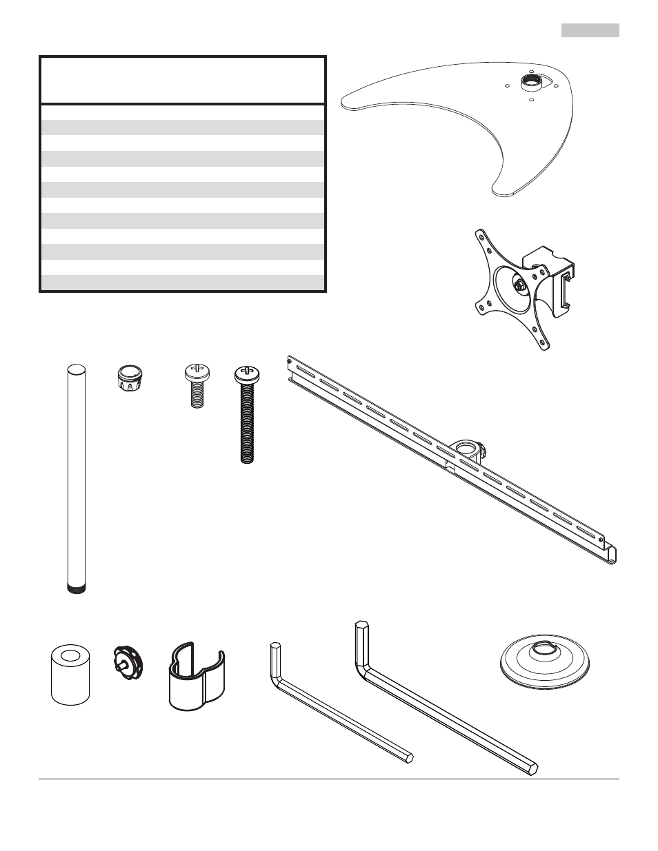 Liste des pièces | Peerless-AV LCZ-4F430B - Installation User Manual | Page 17 / 23