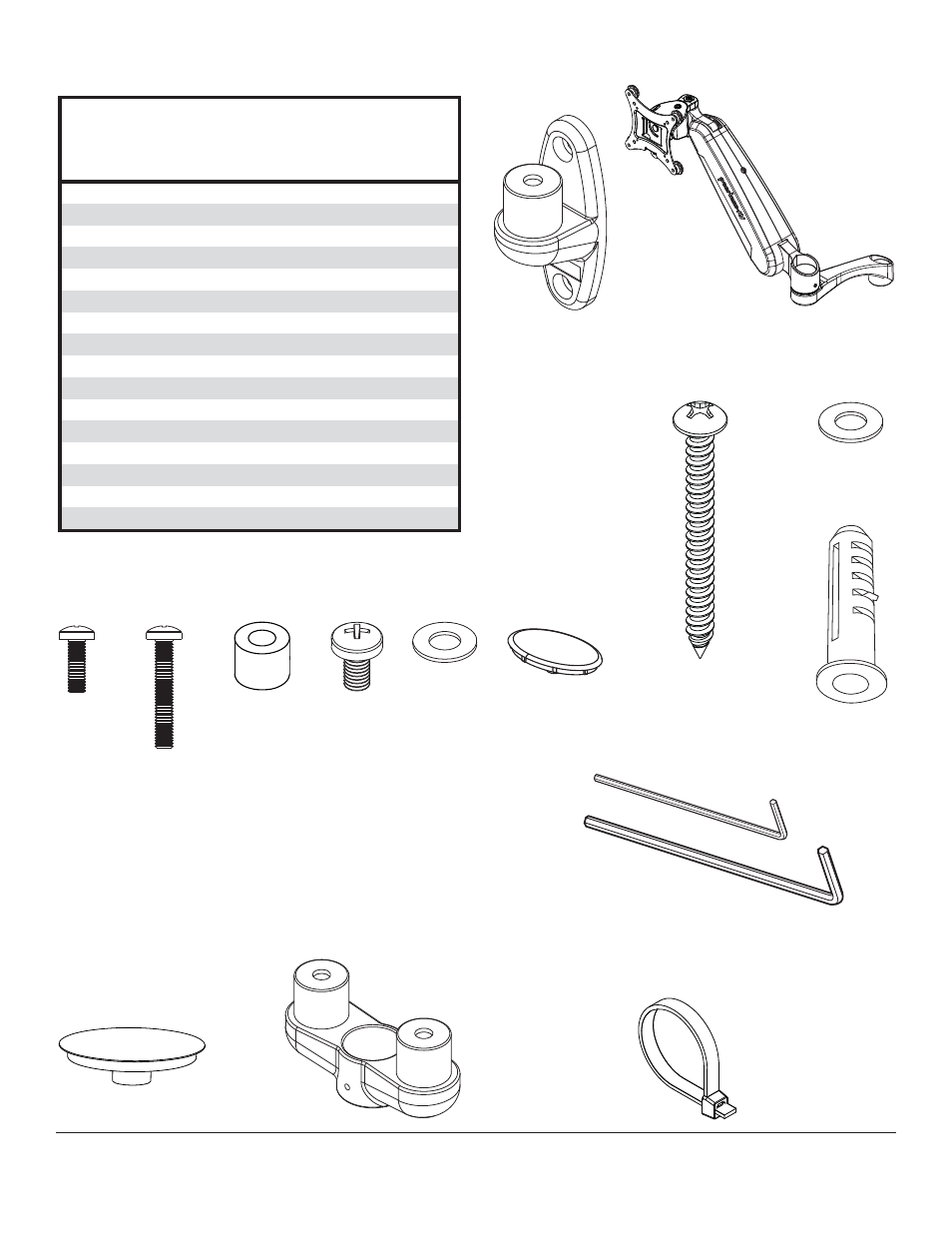 Parts list | Peerless-AV LCW620AD - Installation User Manual | Page 3 / 10