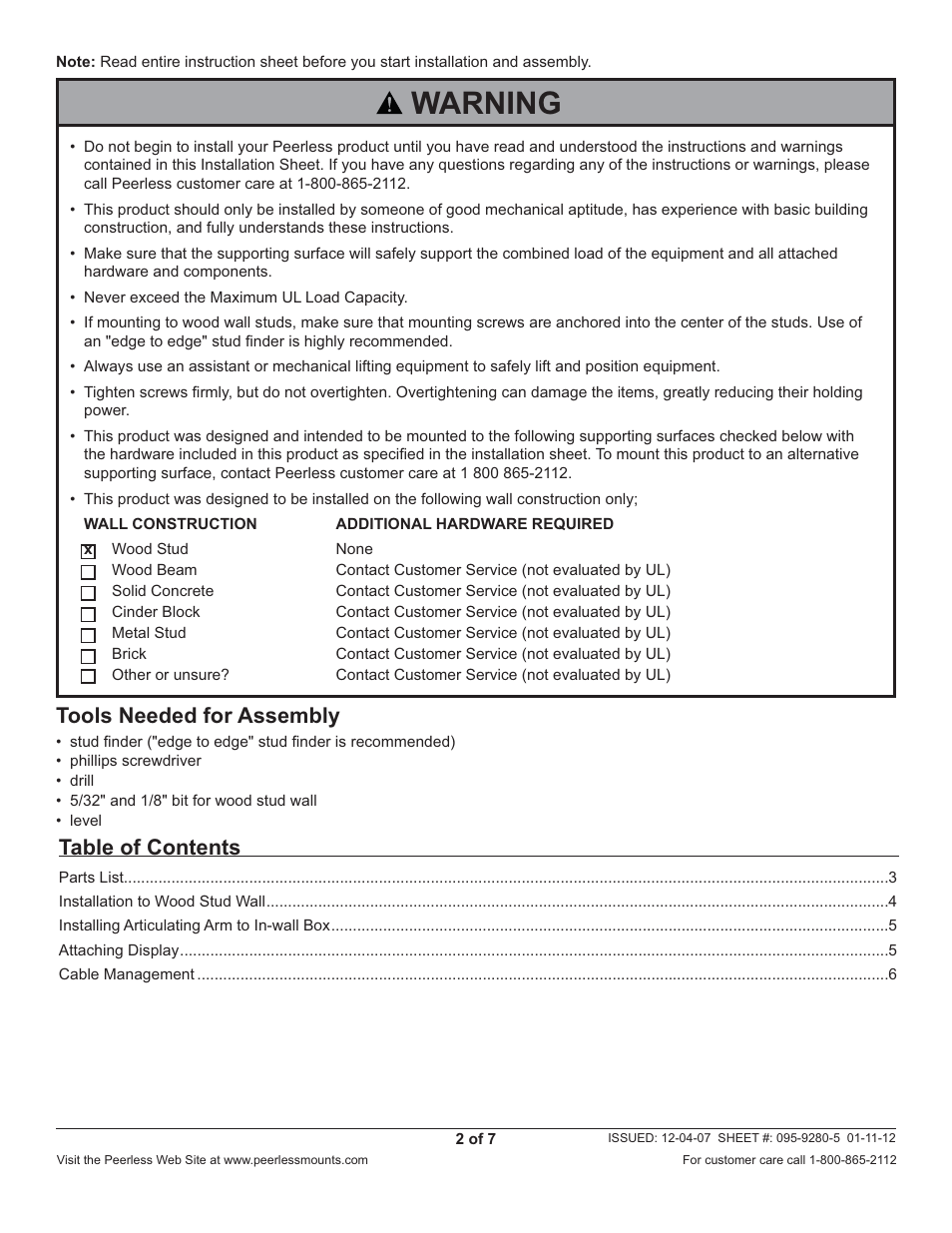 Peerless-AV IM740P-S - Installation User Manual | Page 2 / 7
