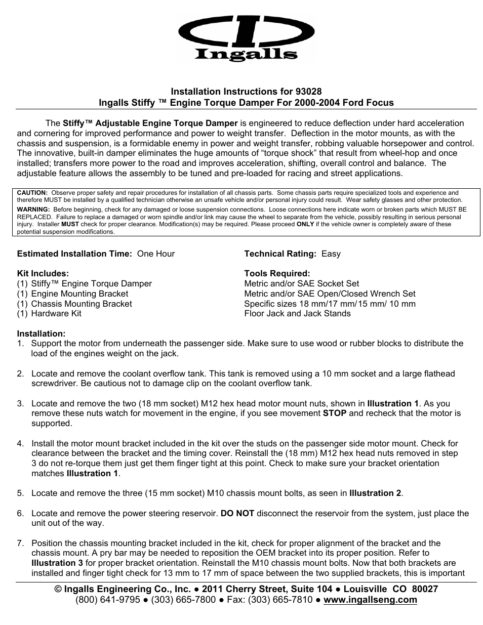 Ingalls 93028 User Manual | 3 pages