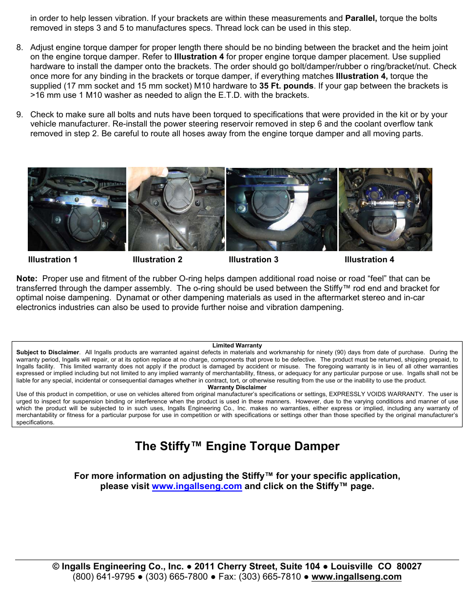 The stiffy™ engine torque damper | Ingalls 93028 User Manual | Page 2 / 3