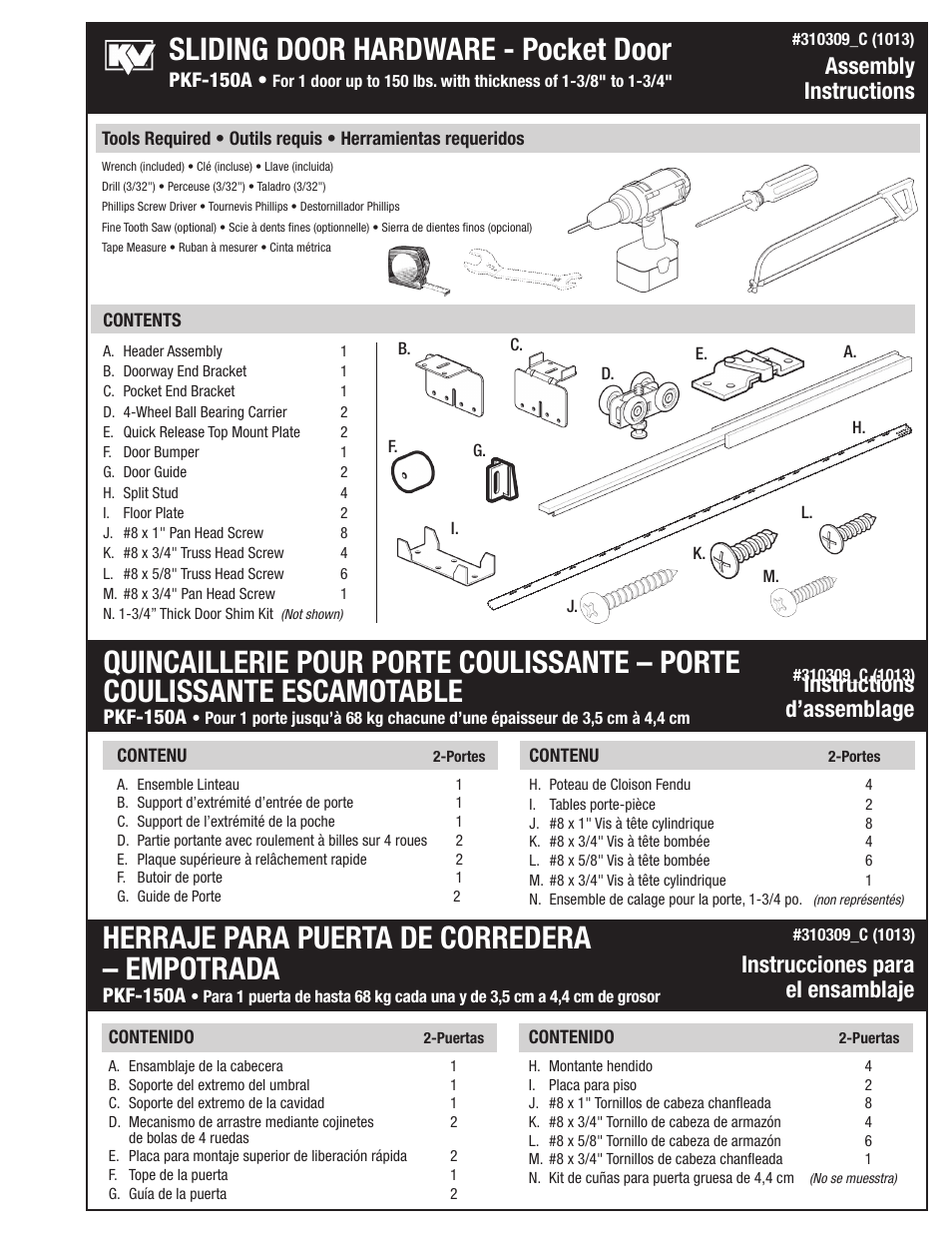 Knape&Vogt PKF-150 Series User Manual | 6 pages