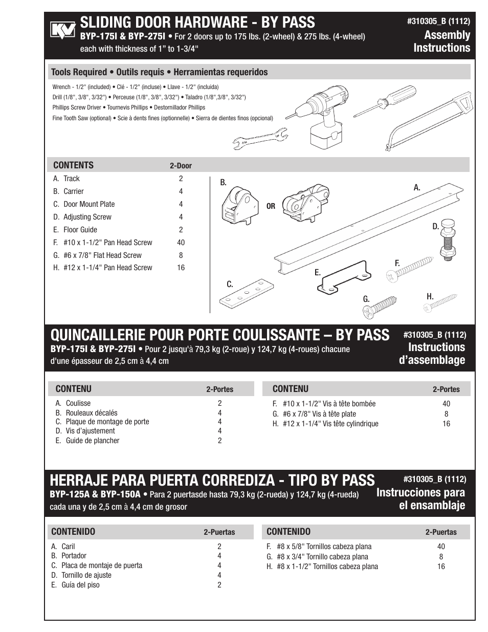Knape&Vogt BYP-275I Series User Manual | 4 pages