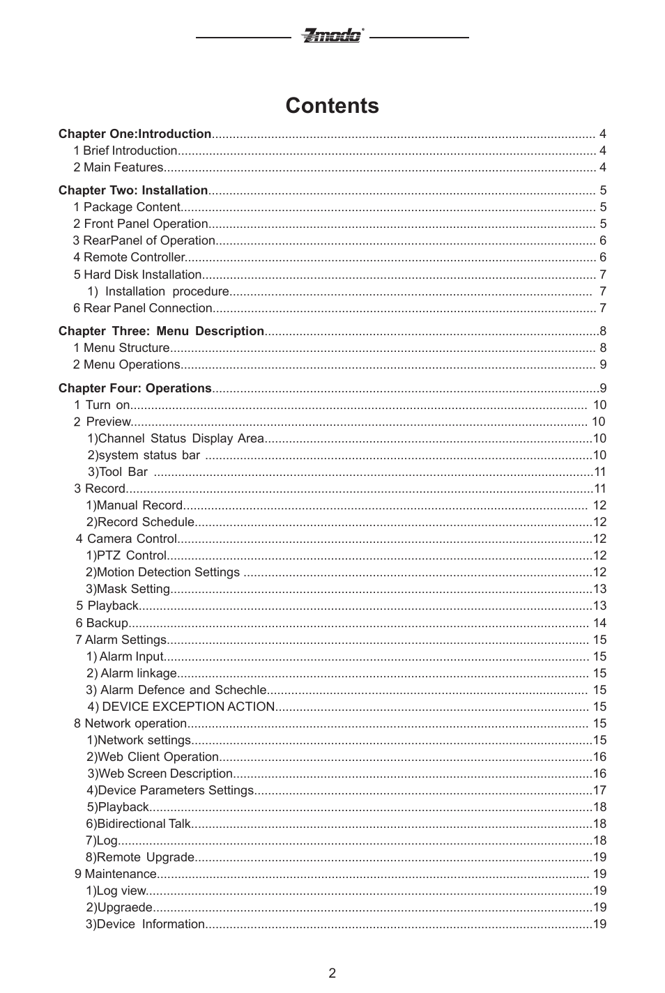 ZMODO ZMD-DC-SBN6 16 Channel Standalone DVR User Manual | Page 3 / 28