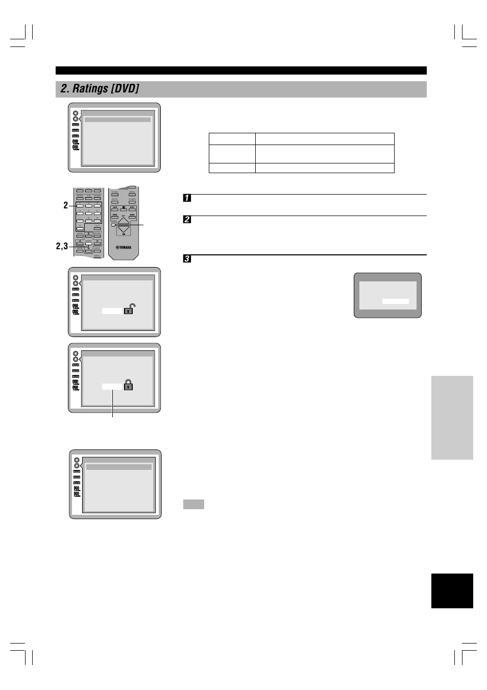 Ratings [dvd, Setting method | Yamaha DV-C6280 User Manual | Page 31 / 39