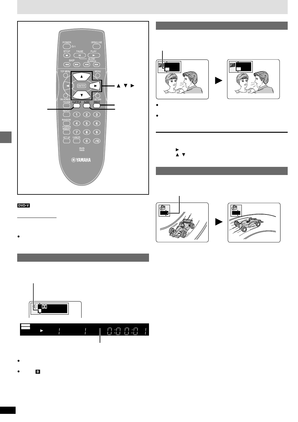 Increasing your enjoyment of movies, Soundtracks, Subtitles | Angles, Advanced operations, I love you je t’aime, Press [audio, Press [subtitle, Press [angle | Yamaha DVD-S80 User Manual | Page 12 / 20
