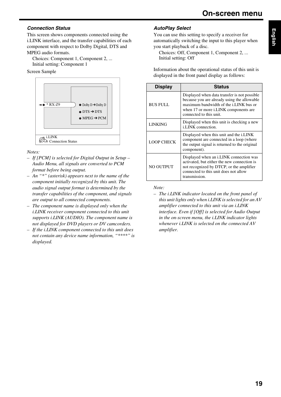 On-screen menu | Yamaha DVD-S2500 User Manual | Page 23 / 36