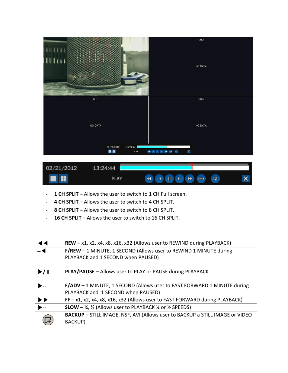 4. playback | Vonnic VVRHD1620M 16CH HD-SDI 1080P High Resolution DVR (Hard Drive Not Included) User Manual | Page 52 / 96